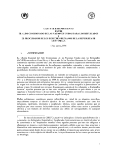 Carta de entendimiento entre el Procurador de los Derechos humanos y el ACNUR sobre atención a refugiados, retornados y otras poblaciones desarraigadas (1996)
