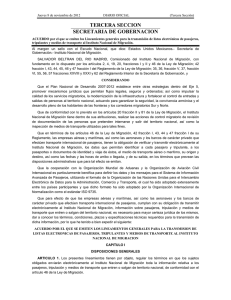 ACUERDO por el que se emiten los Lineamientos generales para la transmisión de listas electrónicas de pasajeros, tripulantes y medios de transporte al Instituto Nacional de Migración.