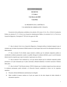 Decreto sobre la Ley General de Migración y Extranjería. Decreto N° 31.186 - G de 2003 (Derogada)