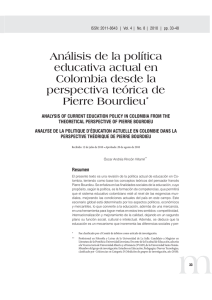Análisis de la política de educación actual en Colombia desde la perspectiva teórica de Pierre Bourdieu
