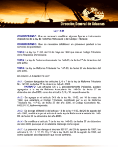 Ley No. 12 - 01 - Reforma Codigo Tributario
