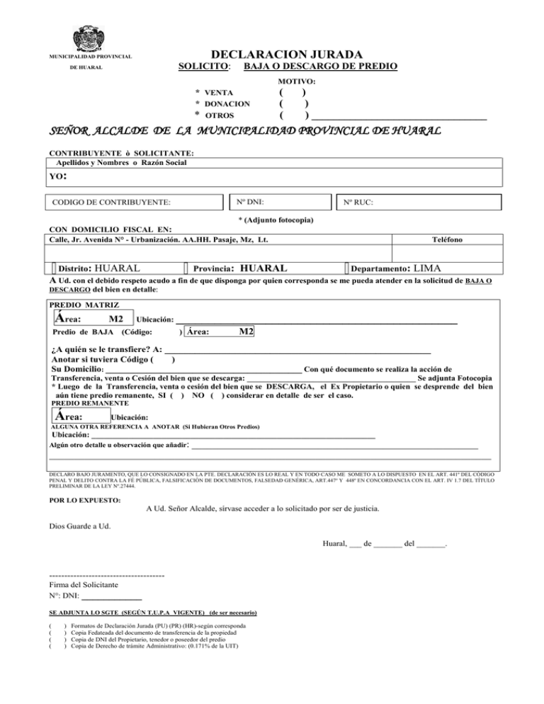 Declaracion Jurada Formulario 4129