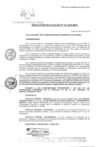 LA ALCALDESA DE LA MUNICIPALIDAD PROVINCIAL DE HUARAL CONSIDERANDO: