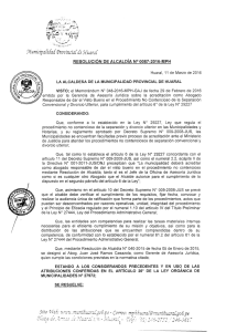 RESOLUCIÓN DE ALCALDÍA Nº 0087-2016-MPH LA ALCALDESA DE LA MUNICIPALIDAD PROVINCIAL DE HUARAL
