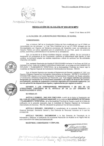 RESOLUCIÓN DE ALCALDÍA Nº 092-2016-MPH