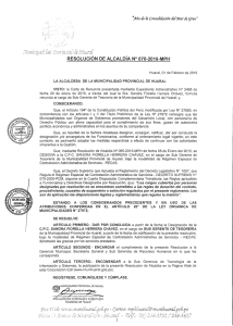 RESOLUCIÓN DE ALCALDÍA Nº 070-2016-MPH dé Ia Consolidaciáti dé
