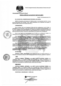 áe RESOLUCIÓN DE  ALCALDÍA N° 0487 -2012-MPH }lño áe !Municipatiáaá