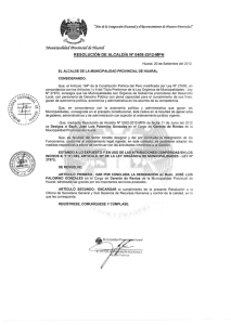 RESOLUCIÓN DE  ALCALDÍA N 0408-2012-MPH ° &lt;Provincia(