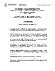 UNIVERSIDAD EXTERNADO DE COLOMBIA DEPARTAMENTO DE DERECHO PROCESAL