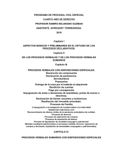 PROGRAMA DE PROCESAL CIVIL ESPECIAL CUARTO AÑO DE DERECHO ASISTENTE. GFREGORY TORREGROSA.