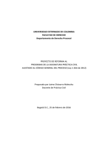 UNIVERSIDAD EXTERNADO DE COLOMBIA FACULTAD DE DERECHO Departamento de Derecho Procesal