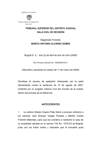 TRIBUNAL SUPERIOR DEL DISTRITO JUDICIAL SALA CIVIL DE DECISIÓN