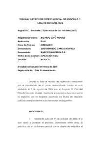 TRIBUNAL SUPERIOR DE DISTRITO JUDICIAL DE BOGOTÁ D.C.