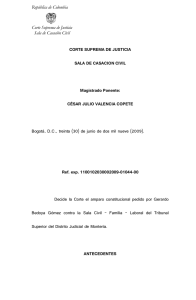 CORTE SUPREMA DE JUSTICIA SALA DE CASACION CIVIL  Magistrado Ponente: