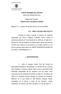 CORTE SUPREMA DE JUSTICIA CÉSAR JULIO VALENCIA COPETE SALA DE CASACION CIVIL