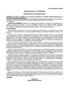 Acuerdo que tiene por objeto crear en forma permanente la Comisión Intersecretarial para el Desarrollo del Gobierno Electrónico. DOF 9-Dic-2005