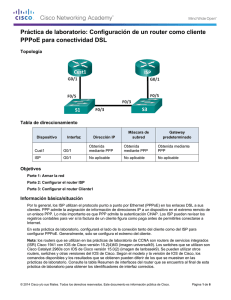 Práctica de laboratorio: Configuración de un router como cliente PPPoE para la conectividad DSL