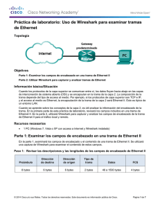 Laboratorio: uso de Wireshark para examinar tramas de Ethernet