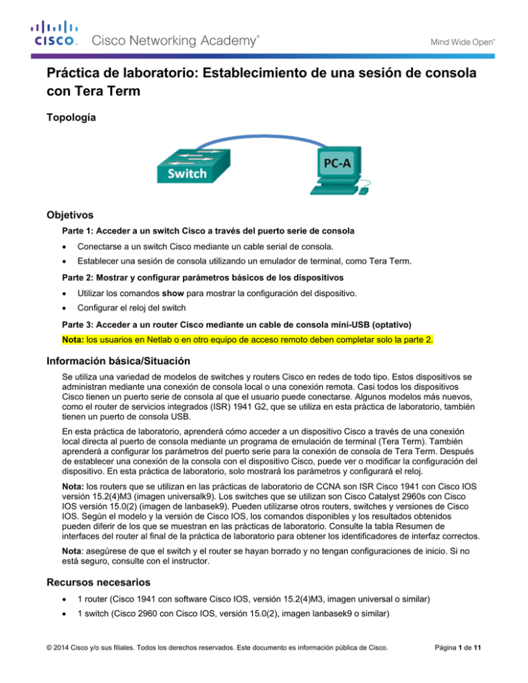 Práctica De Laboratorio: Establecimiento De Una Sesión De Consola Con ...