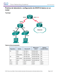 Práctica de laboratorio: configuración de DHCPv4 básico en un router