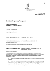 S Comité del Programa y Presupuesto Vigesimotercera sesión