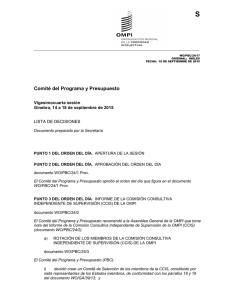 S Comité del Programa y Presupuesto Vigesimocuarta sesión