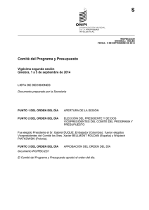 S Comité del Programa y Presupuesto Vigésima segunda sesión