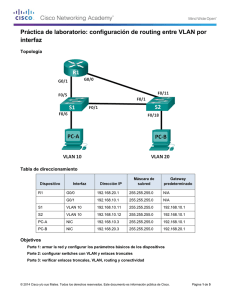 Práctica de laboratorio: configuración del routing entre VLAN por interfaz
