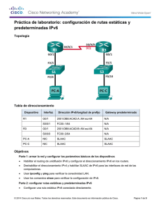 Práctica de laboratorio: configuración de rutas estáticas y predeterminadas IPv6