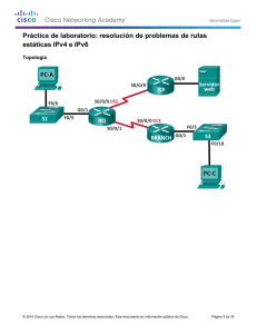Práctica de laboratorio: resolución de problemas de rutas estáticas IPv4 e IPv6