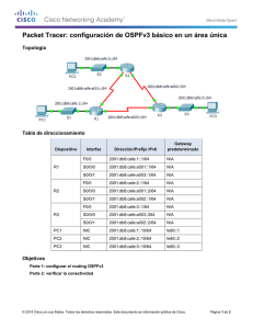 Packet Tracer: configuración de OSPFv3 básico en un área única (instrucciones)