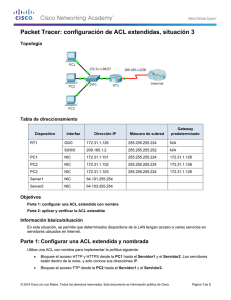 Packet Tracer: configuración de ACL extendidas, situación 3 (instrucciones)