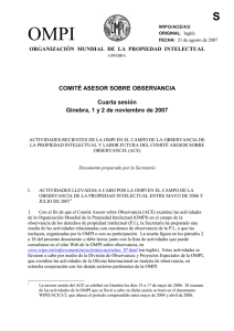 OMPI S COMITÉ ASESOR SOBRE OBSERVANCIA Cuarta sesión