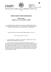 OMPI S COMITÉ ASESOR SOBRE OBSERVANCIA Quinta sesión