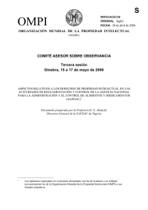 OMPI S COMITÉ ASESOR SOBRE OBSERVANCIA Tercera sesión