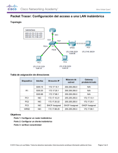 Packet Tracer: Configuración del acceso a una LAN inalámbrica (instrucciones)