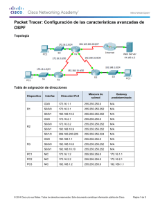 Packet Tracer: Configuración de las características avanzadas de OSPF (instrucciones)