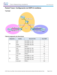 Packet Tracer: Configuración de OSPFv3 multiárea (instrucciones)