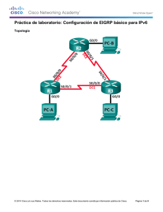 Práctica de laboratorio: Configuración de EIGRP básico para IPv6