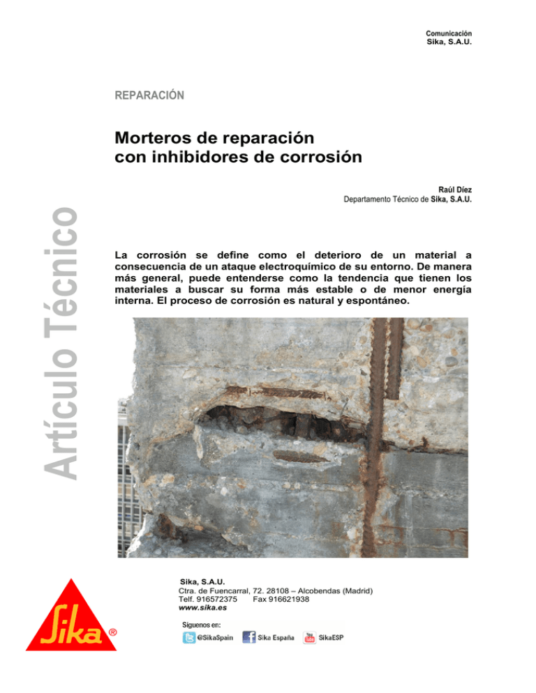 nico Morteros de reparación con inhibidores de corrosión