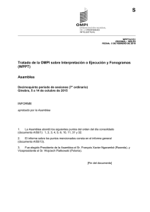 S Tratado de la OMPI sobre Interpretación o Ejecución y Fonogramas (WPPT) Asamblea