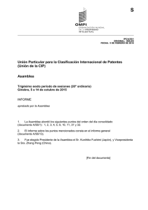S Unión Particular para la Clasificación Internacional de Patentes Asamblea
