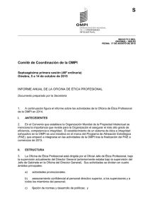 S Comité de Coordinación de la OMPI Septuagésima primera sesión (46ª ordinaria)