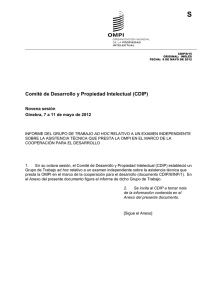 S Comité de Desarrollo y Propiedad Intelectual (CDIP) Novena sesión