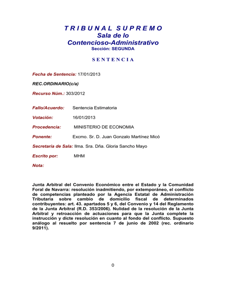 Sentencia del Tribunal Supremo 17/01/2013