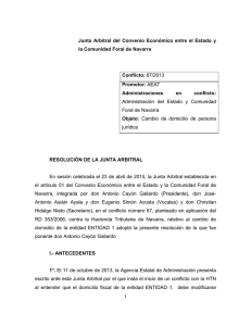 Resolución Junta Arbitral de Navarra 67-2013, de 23 de abril de 2015