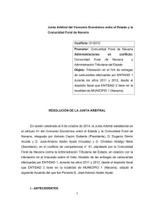 Resolución Junta Arbitral de Navarra 51-2012, de 9 de octubre de 2014