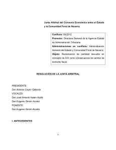 Resolución Junta Arbitral de Navarra 50-2012, de 7 de noviembre de 2013