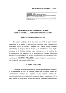 Resolución Junta Arbitral de Navarra 42-2011, de 20 de marzo de 2013