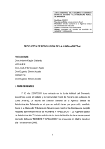 Resolución Junta Arbitral de Navarra 39-2011, de 26 de octubre de 2012